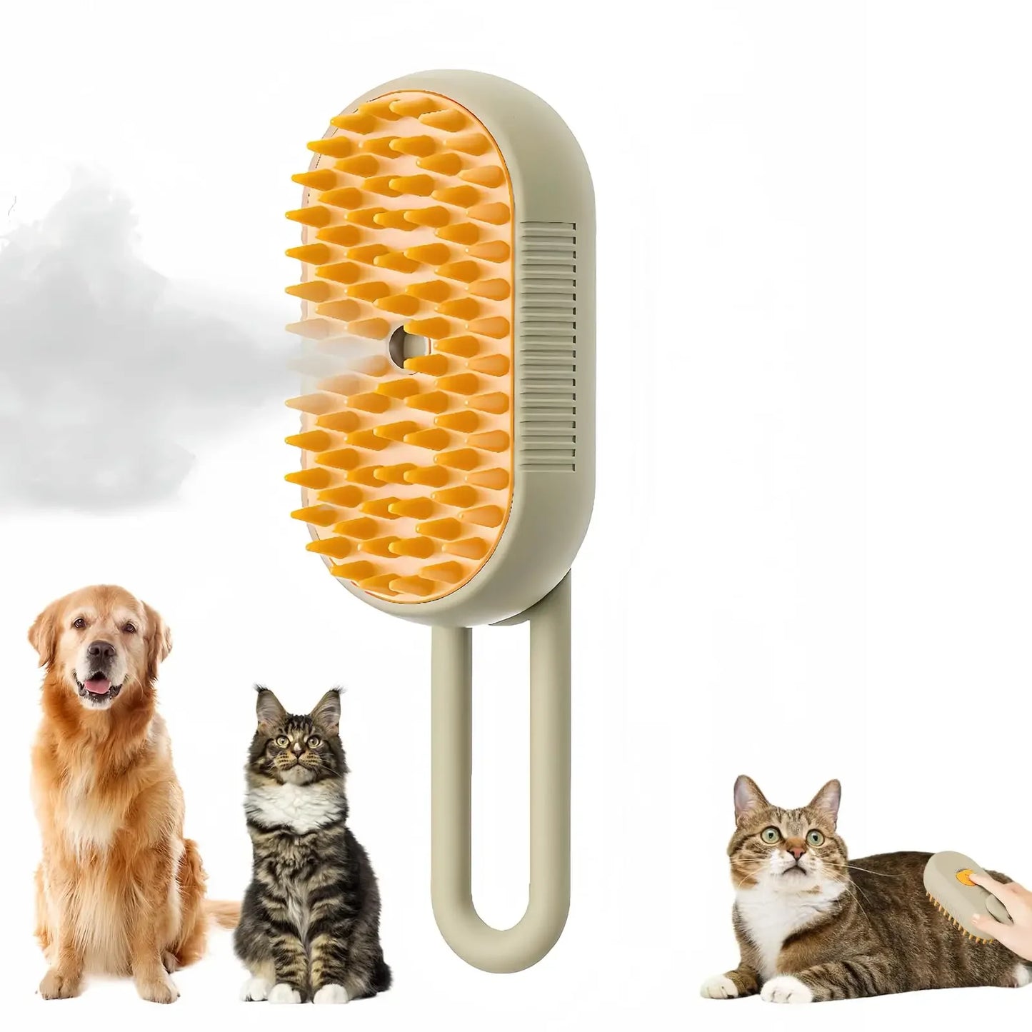Escova Elétrica a Vapor para Gatos – Pente 3 em 1 para Higiene de Animais de Estimação com Spray de Água para Cães e Gatos, Recarregável