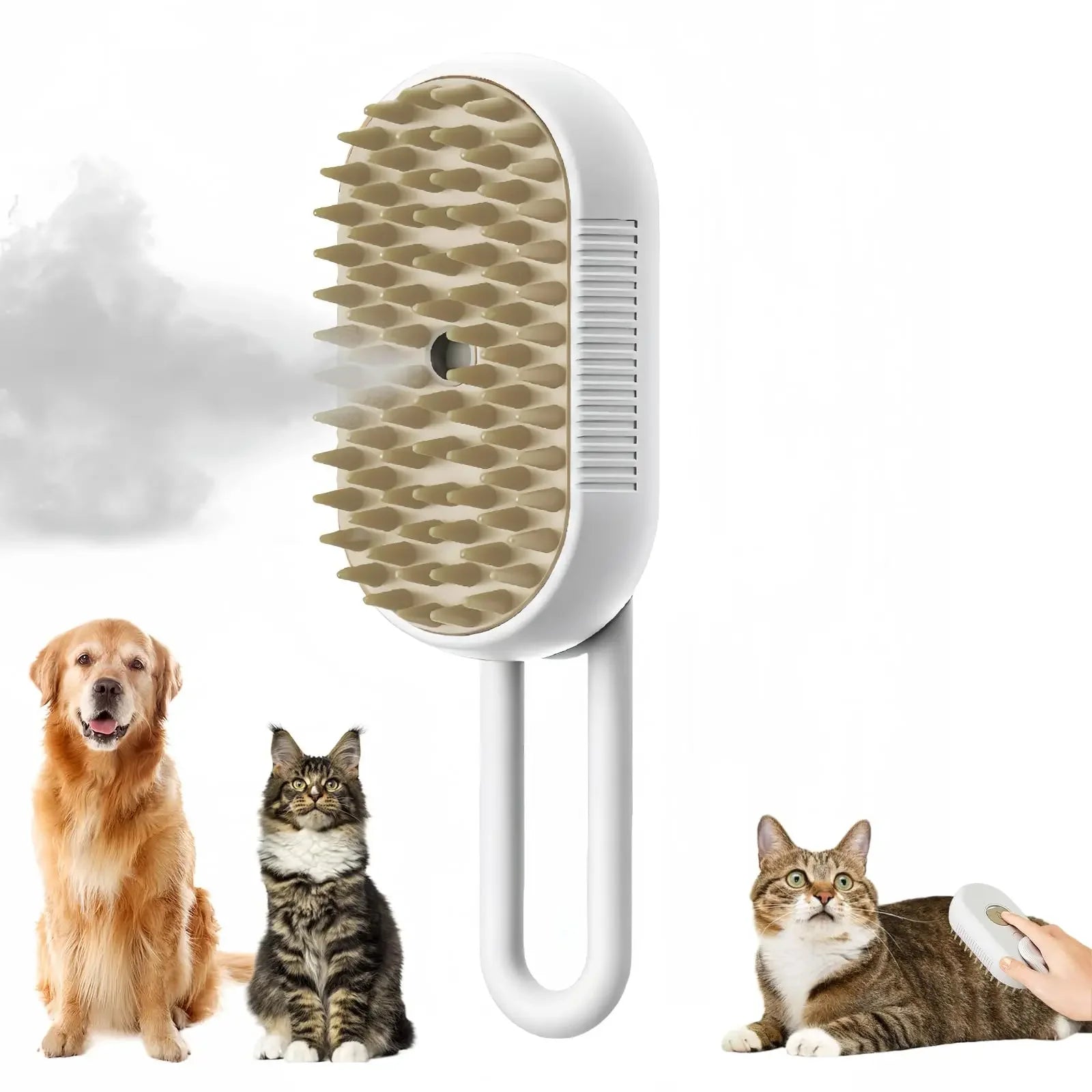 Escova Elétrica a Vapor para Gatos – Pente 3 em 1 para Higiene de Animais de Estimação com Spray de Água para Cães e Gatos, Recarregável