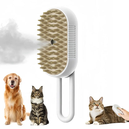 Escova Elétrica a Vapor para Gatos – Pente 3 em 1 para Higiene de Animais de Estimação com Spray de Água para Cães e Gatos, Recarregável