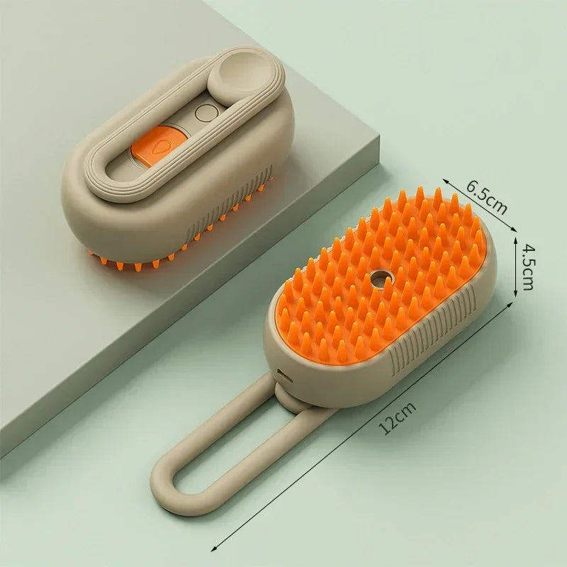 Escova Elétrica a Vapor para Gatos – Pente 3 em 1 para Higiene de Animais de Estimação com Spray de Água para Cães e Gatos, Recarregável